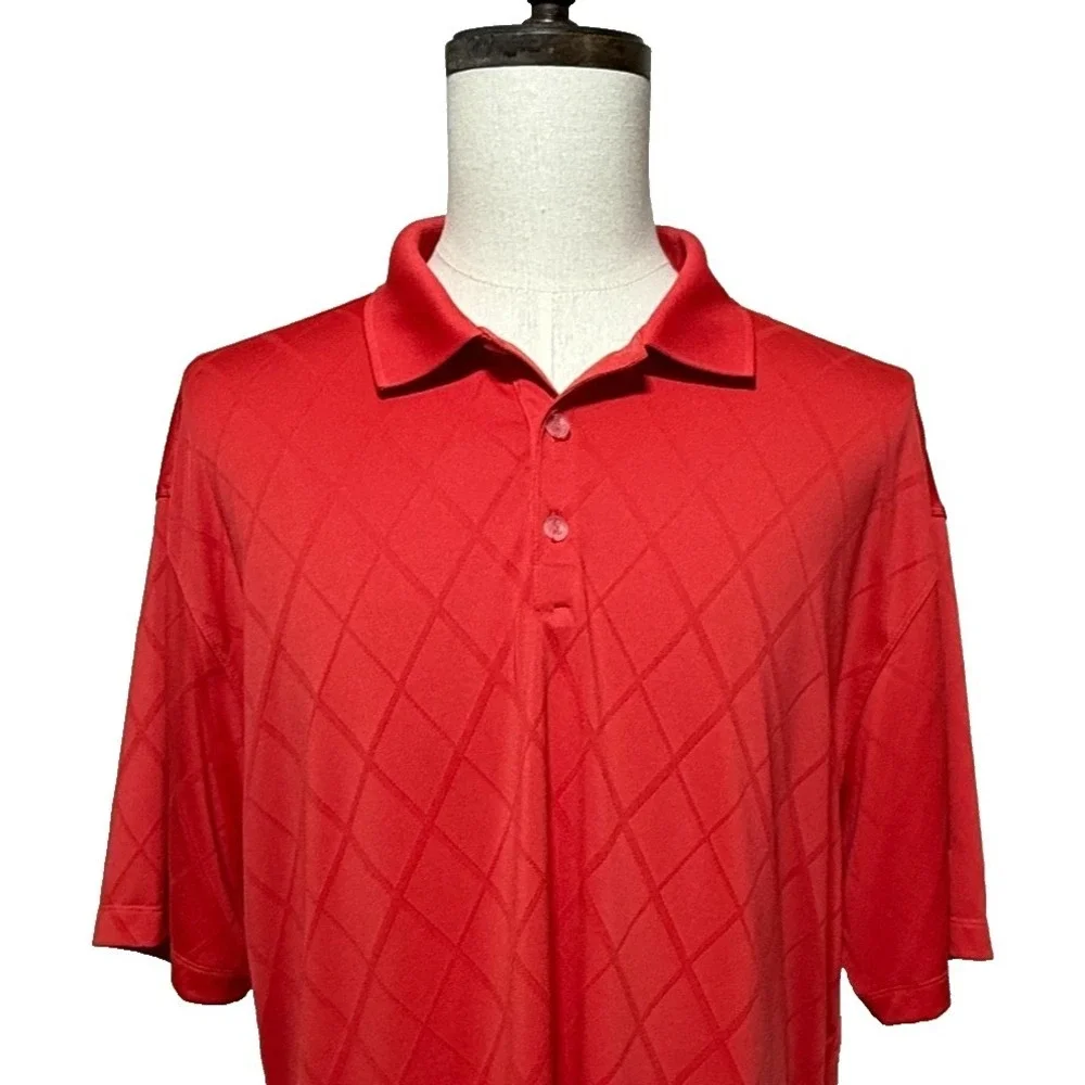 Nike Shirt Mens‎ XXL Red Fit Dry Diamond Pattern Short Sleeve Golf Polo